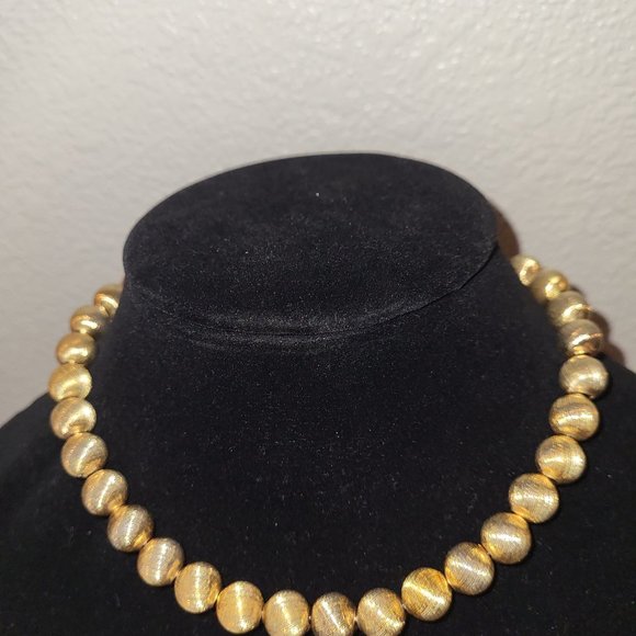 Vintage MONET 15-12" Textured Gold-Toned Beaded Choker - Picture 1 of 4